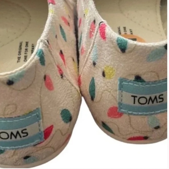 Toms Christmas Lights White Cream 7 Slip On Shoes Holiday Alpargatas - Picture 5 of 6